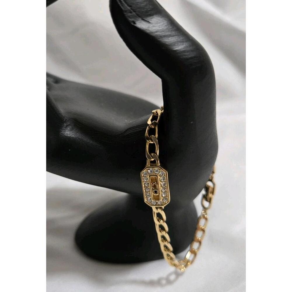 *RARE* Christian Dior Vintage Gold Plated Bracelet with Accents and Logo